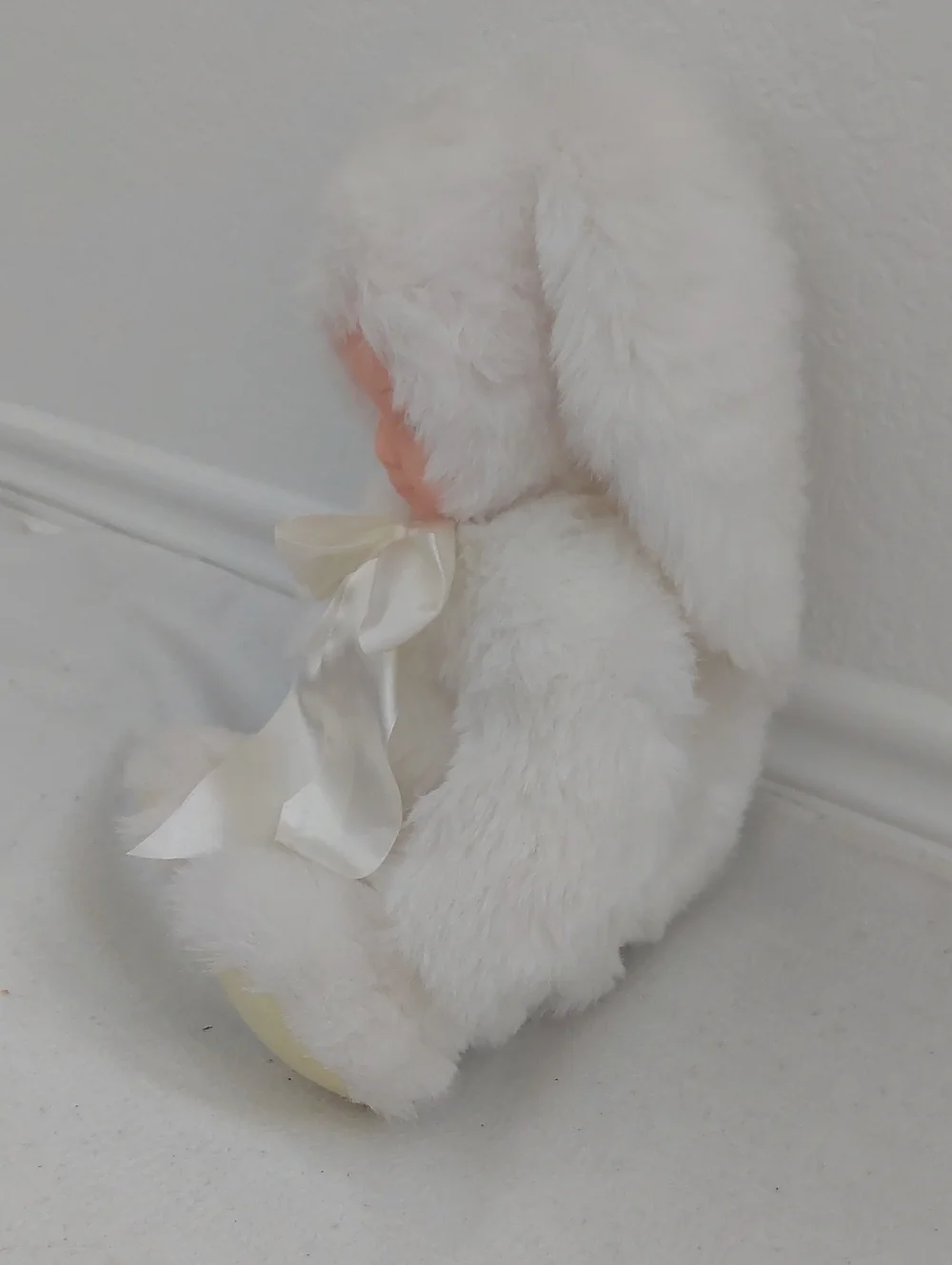 ANNE GEDDES Plush White Bunny Baby Doll with Satin Bow NWOT